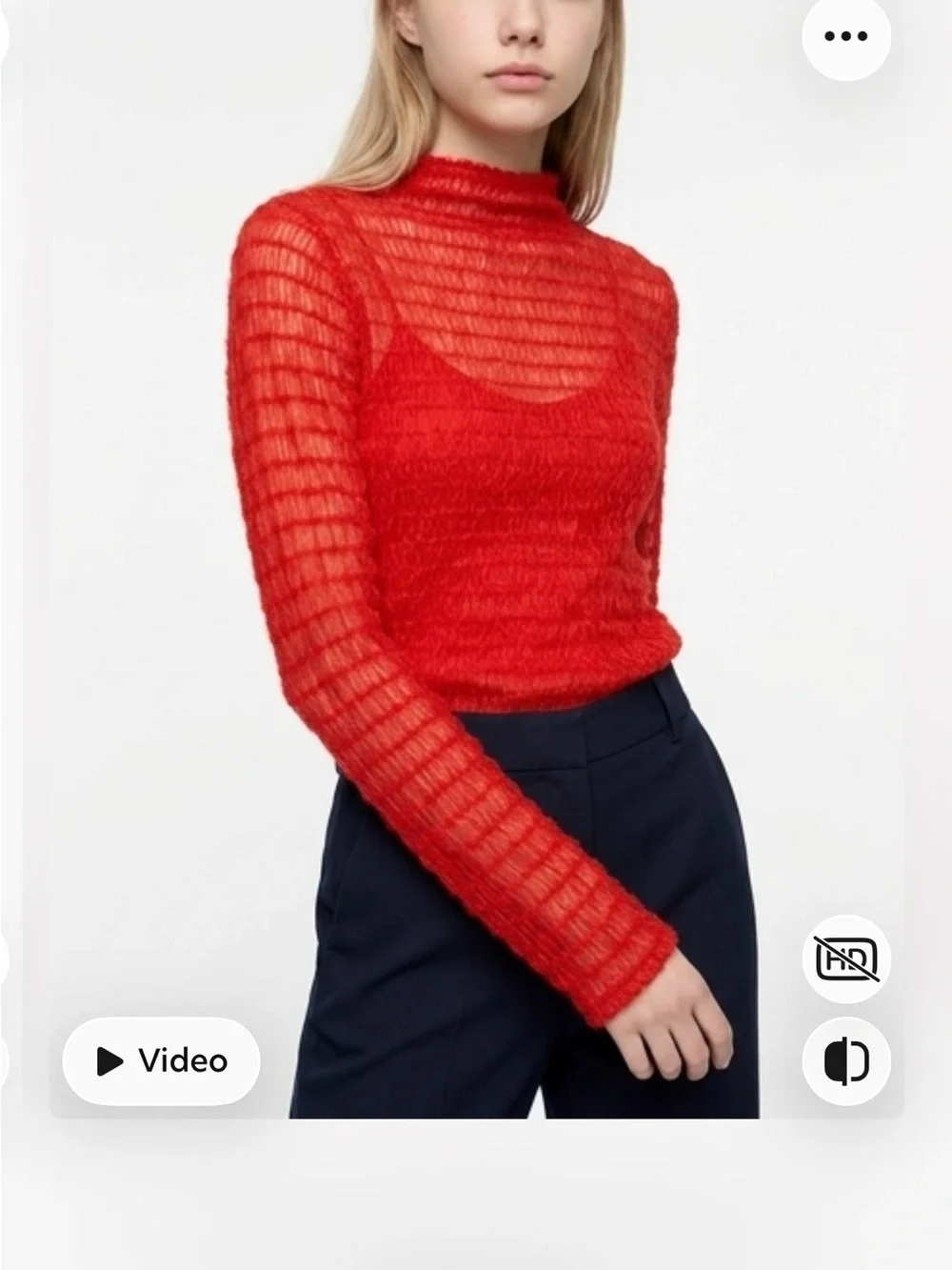 Anthropologie Sheer Red Long-Sleeve Knit Top